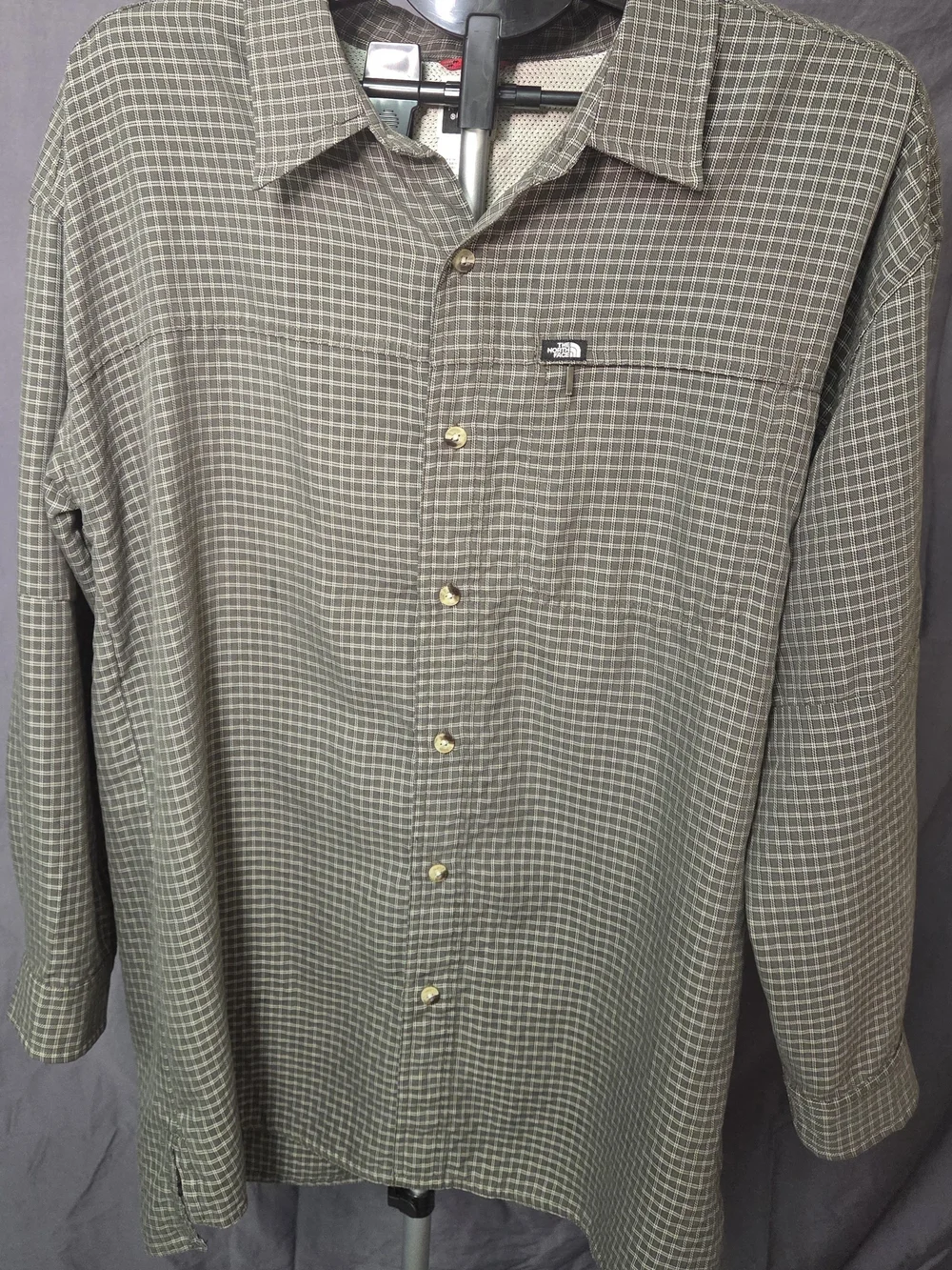 The North Face Men's Gray Check Button-Down Shirt